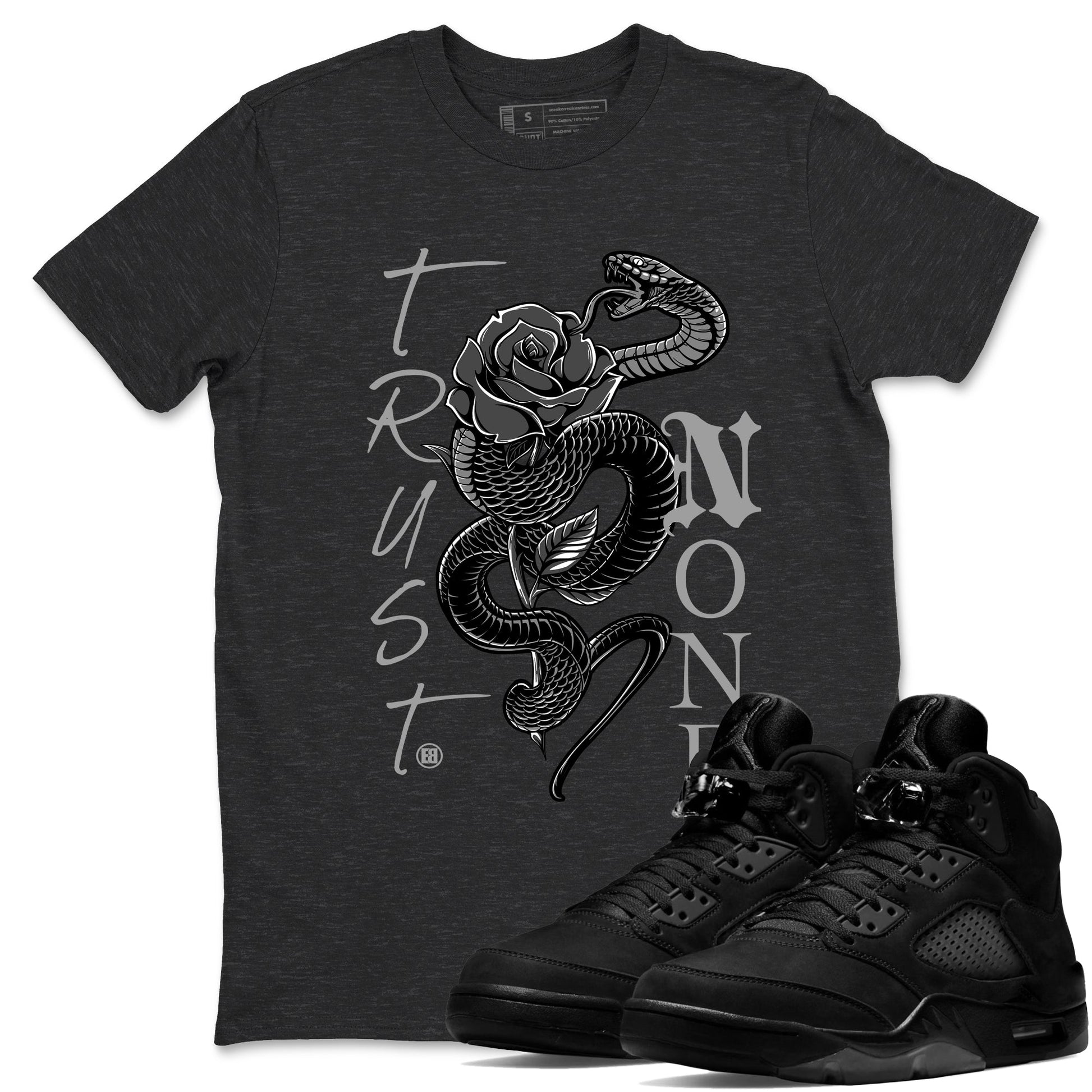 5s Black Cat shirts to match jordans Trust None sneaker match tees Air Jordan 5 Black Cat match shoes to clothes SNRT Sneaker Tees unisex cotton Charcoal Heather 1 shirts
