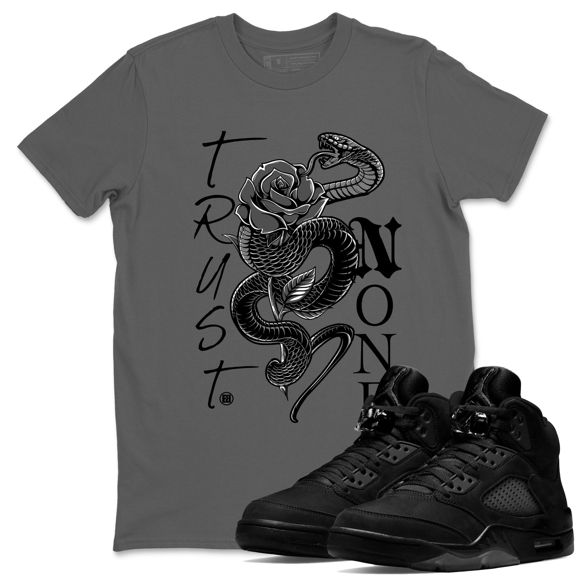 5s Black Cat shirts to match jordans Trust None sneaker match tees Air Jordan 5 Black Cat match shoes to clothes SNRT Sneaker Tees unisex cotton Cool Grey 1 shirts