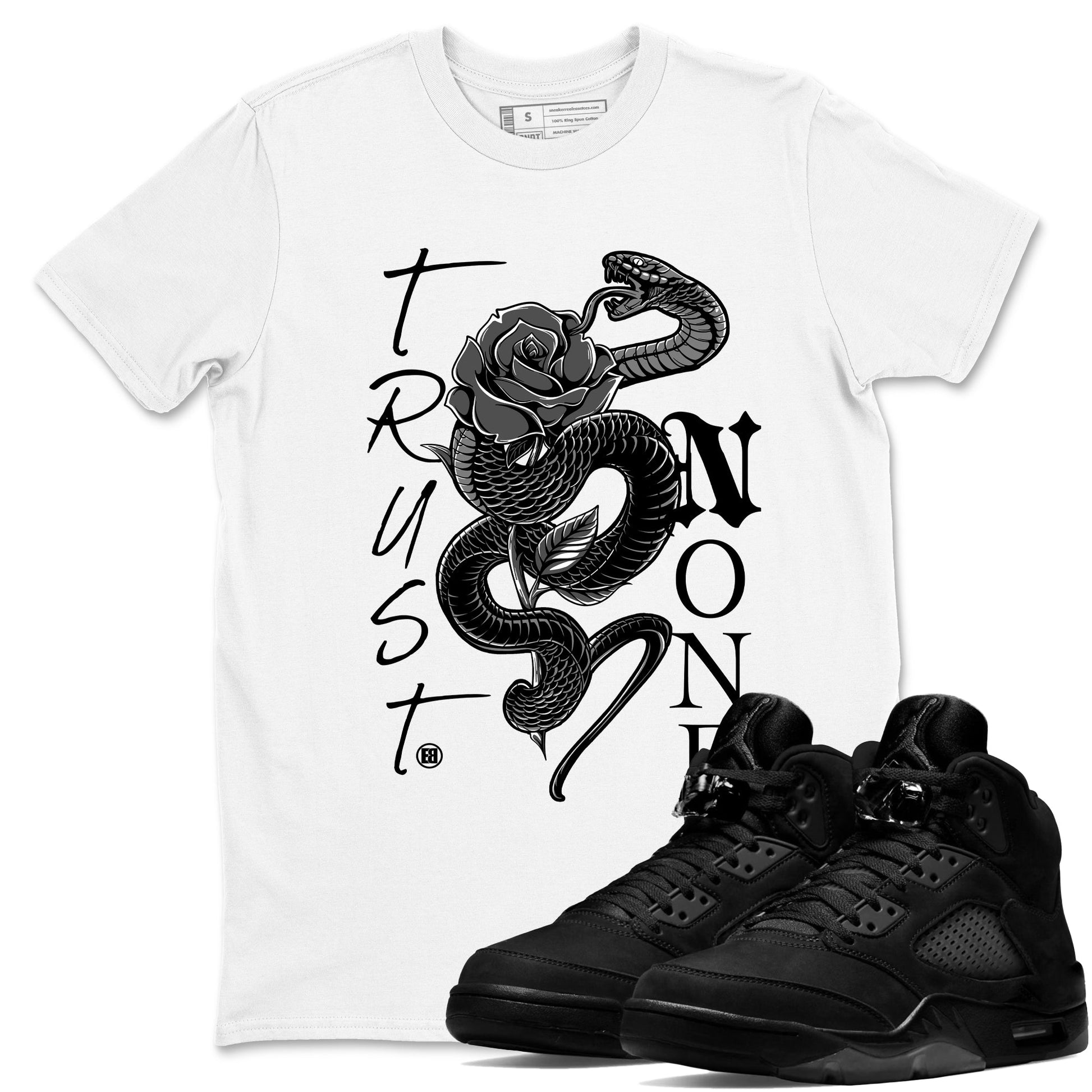 5s Black Cat shirts to match jordans Trust None sneaker match tees Air Jordan 5 Black Cat match shoes to clothes SNRT Sneaker Tees unisex cotton White 1 shirts