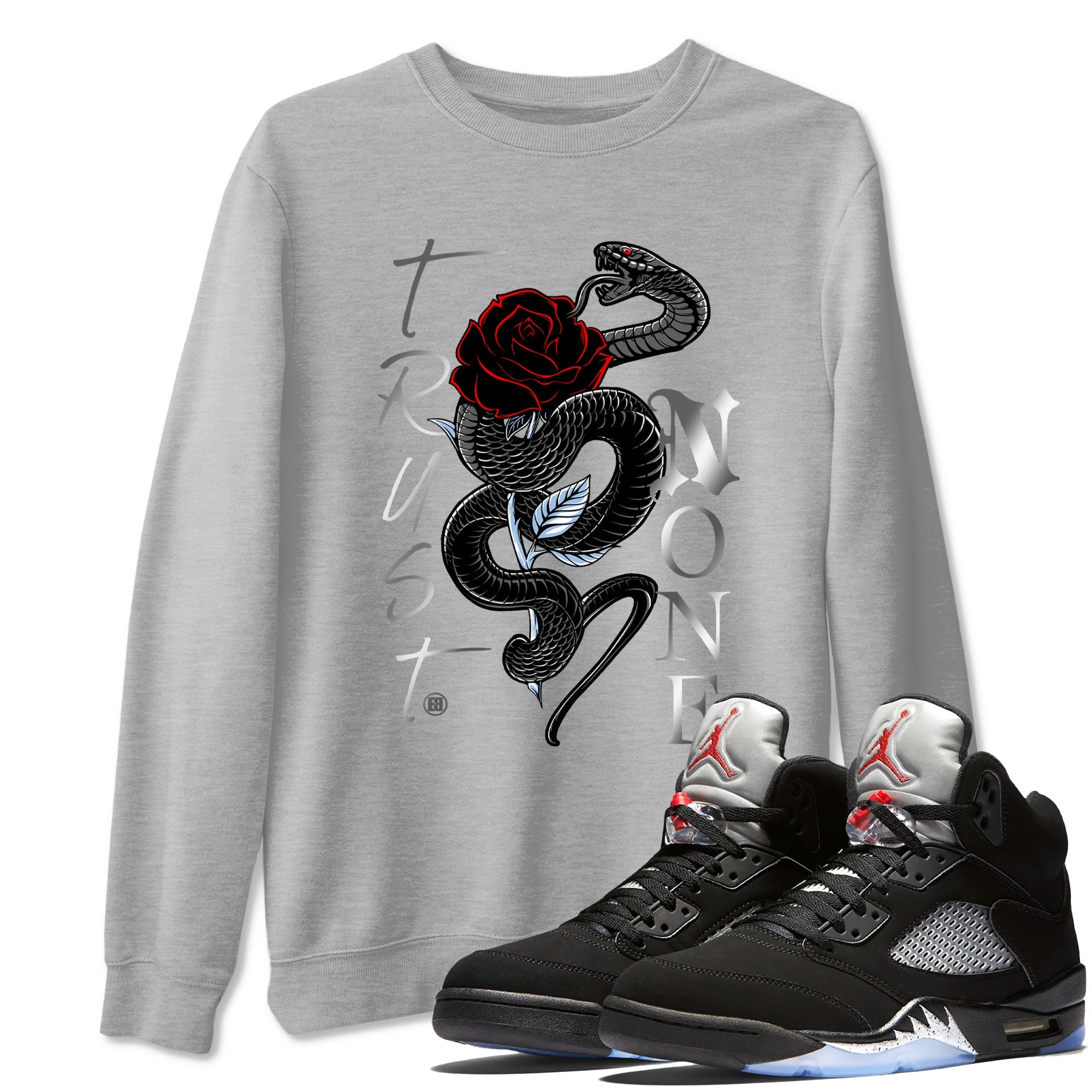 5s Reimagined shirts to match jordans Trust None best t shirts to wear with jordans Air Jordan 5 Retro OG Reimagined match shoes to clothes SNRT Sneaker Tees unisex cotton Heather Grey 1 shirts