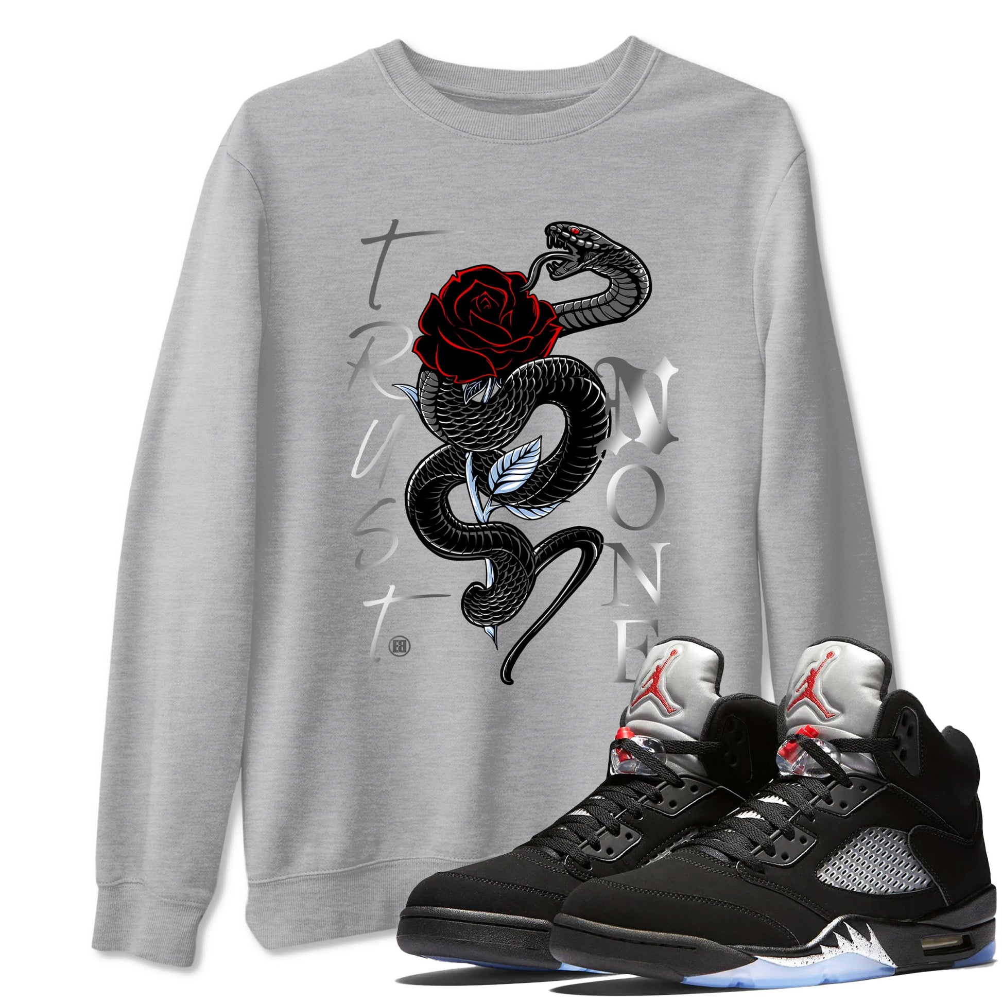 5s Reimagined shirts to match jordans Trust None best t shirts to wear with jordans Air Jordan 5 Retro OG Reimagined match shoes to clothes SNRT Sneaker Tees unisex cotton Heather Grey 1 shirts