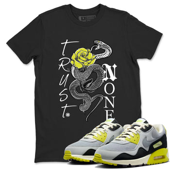 Trust None sneaker match t-shirt styled to complete your fit with the Air Max 90 Cyber sneakers, shown in Black 1.