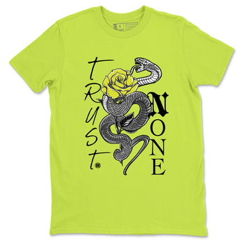 Trust None sneaker match t-shirt styled to complete your fit with the Air Max 90 Cyber sneakers, shown in Safety Green 2.