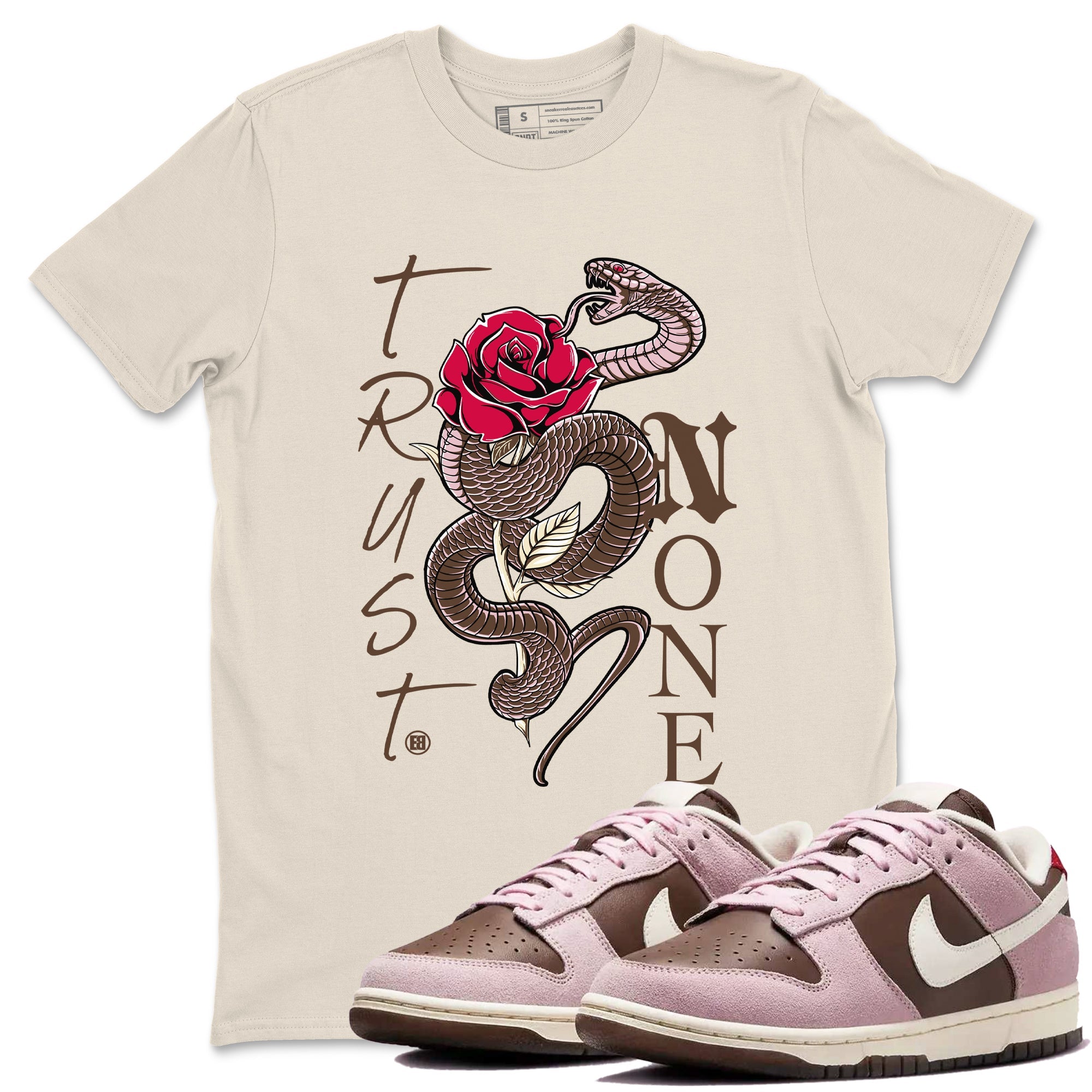 Dunk Cacao Wow And Pink Foam shirts to match jordans Trust None sneaker match tees Dunk Cacao Wow And Pink Foam SNRT Sneaker Tees streetwear brand Natural 1 unisex cotton tee