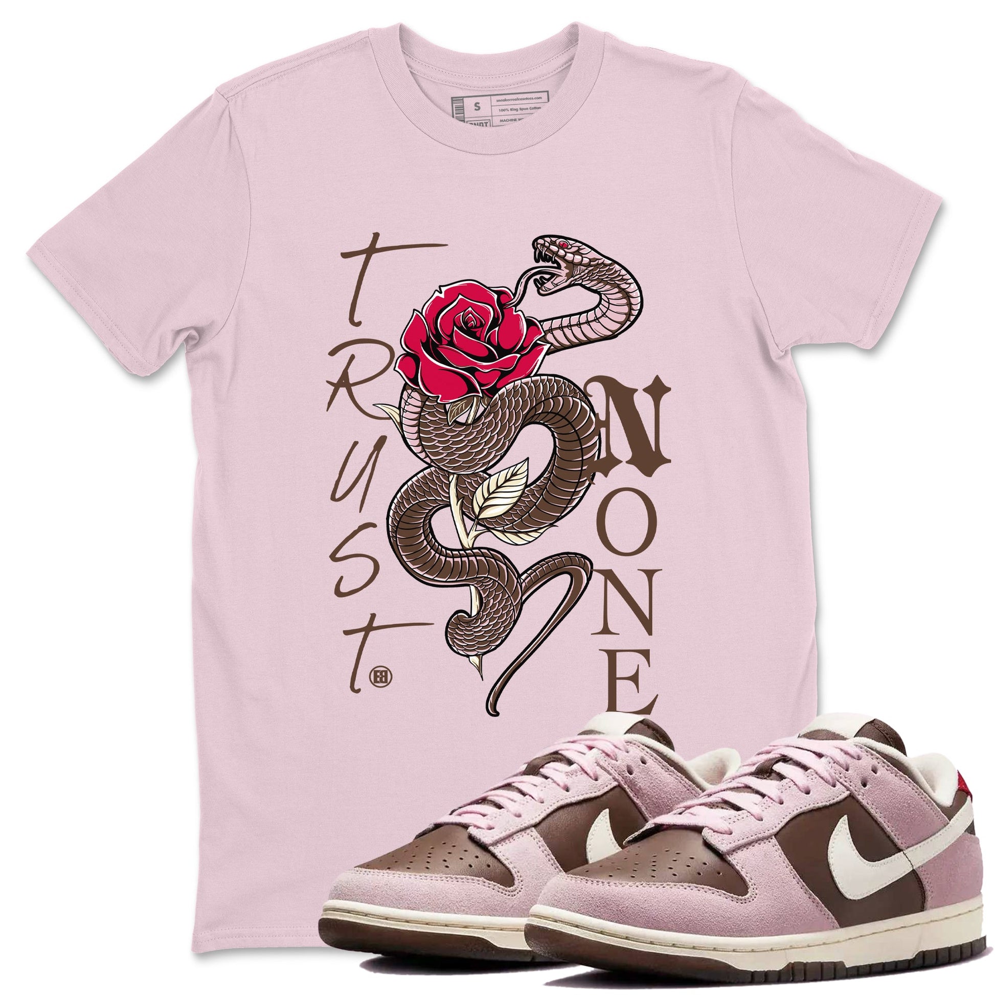 Dunk Cacao Wow And Pink Foam shirts to match jordans Trust None sneaker match tees Dunk Cacao Wow And Pink Foam SNRT Sneaker Tees streetwear brand Pink 1 unisex cotton tee