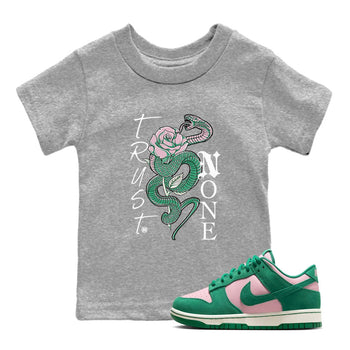 Dunk Low Medium Soft Pink Malachite shirt to match jordans Trust None sneaker tees Dunks Medium Soft Pink Malachite Streetwear Brand SNRT Sneaker Release Tees baby toddler Heather Grey 1 cotton Shirt