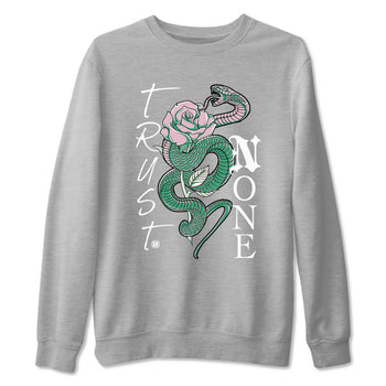 Dunk Low Medium Soft Pink Malachite shirt to match jordans Trust None sneaker tees Dunks Medium Soft Pink Malachite Streetwear Brand SNRT Sneaker Release Tees unisex cotton Heather Grey 2 crew neck shirt
