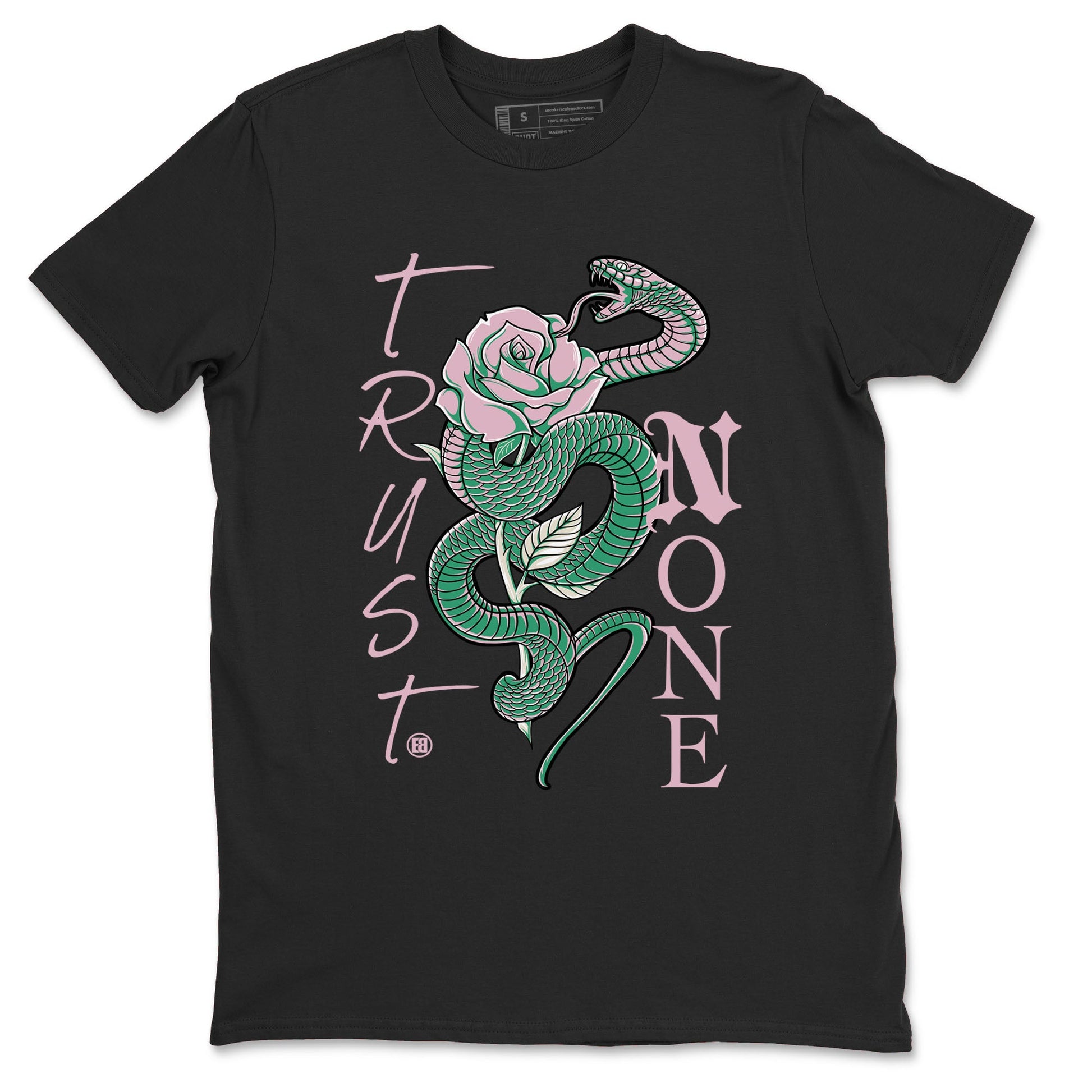 Dunk Low Medium Soft Pink Malachite shirt to match jordans Trust None sneaker tees Dunks Medium Soft Pink Malachite Streetwear Brand SNRT Sneaker Release Tees unisex cotton Black 2 crew neck shirt