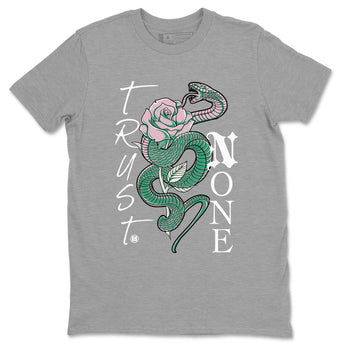Dunk Low Medium Soft Pink Malachite shirt to match jordans Trust None sneaker tees Dunks Medium Soft Pink Malachite Streetwear Brand SNRT Sneaker Release Tees unisex cotton Heather Grey 2 crew neck shirt