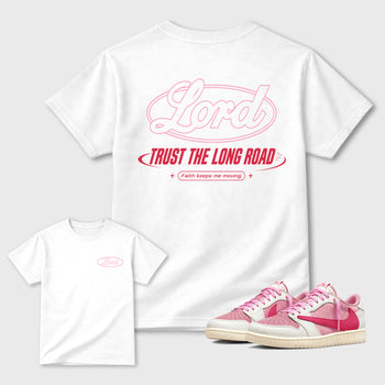 Trust the long Road double side graphic tee styled to complete your fit with the Air Jordan 3 World's Best Dad sneakers, shown in White.