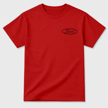Trust the long Road double side graphic tee styled to complete your fit with the 12s Bloodline shown in Red.