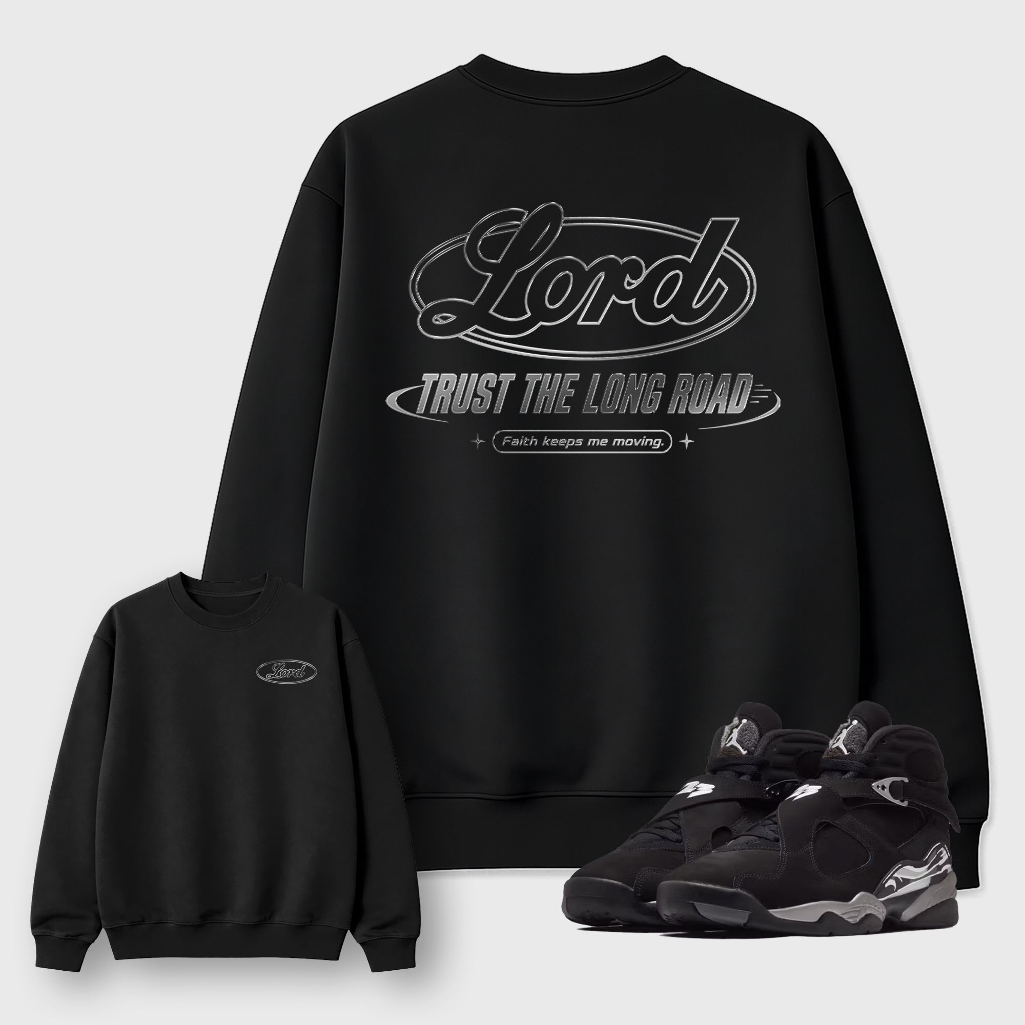 Trust the long Road Graphic T-Shirt featuring original streetwear artwork designed to match the . Black Graphic Tee.