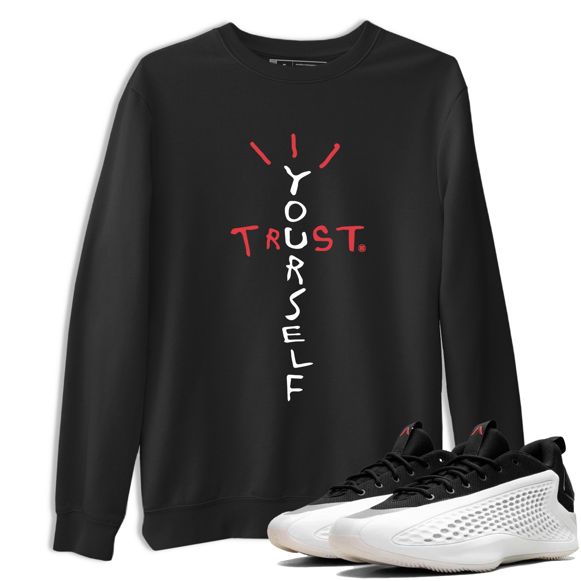 Sneaker Threads – Sneaker Tees To Match Adidas AE 1 Best Of Adi – Trust Yourself Graphic Tee Black 1. Perfect for Jordan releases 2025 colorways. Perfect for Anthony Edwards basketball sneaker drops and bold black, white, and red colorways from 2025.