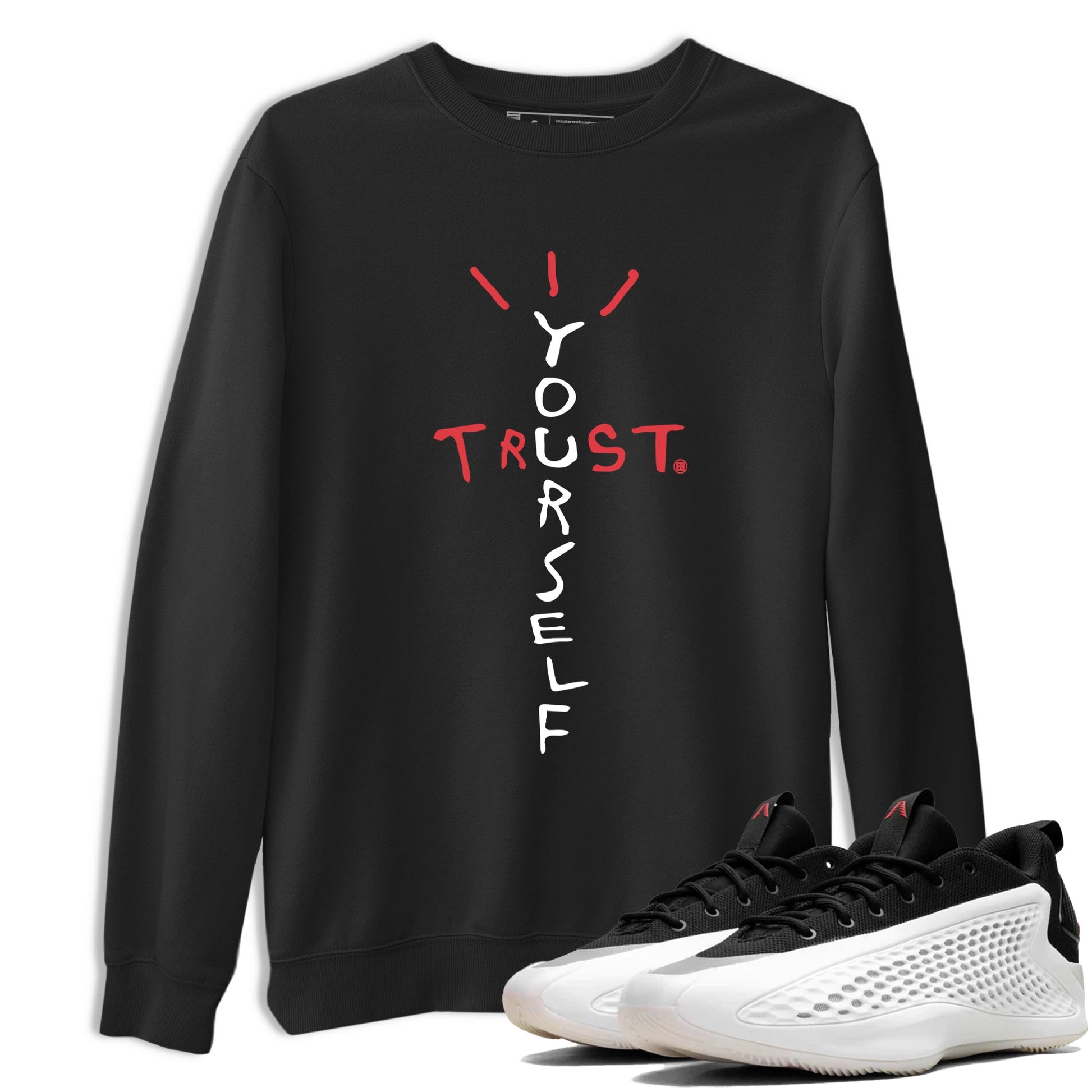 Sneaker Threads – Sneaker Tees To Match Adidas AE 1 Best Of Adi – Trust Yourself Graphic Tee Black 1. Perfect for Jordan releases 2025 colorways. Perfect for Anthony Edwards basketball sneaker drops and bold black, white, and red colorways from 2025.