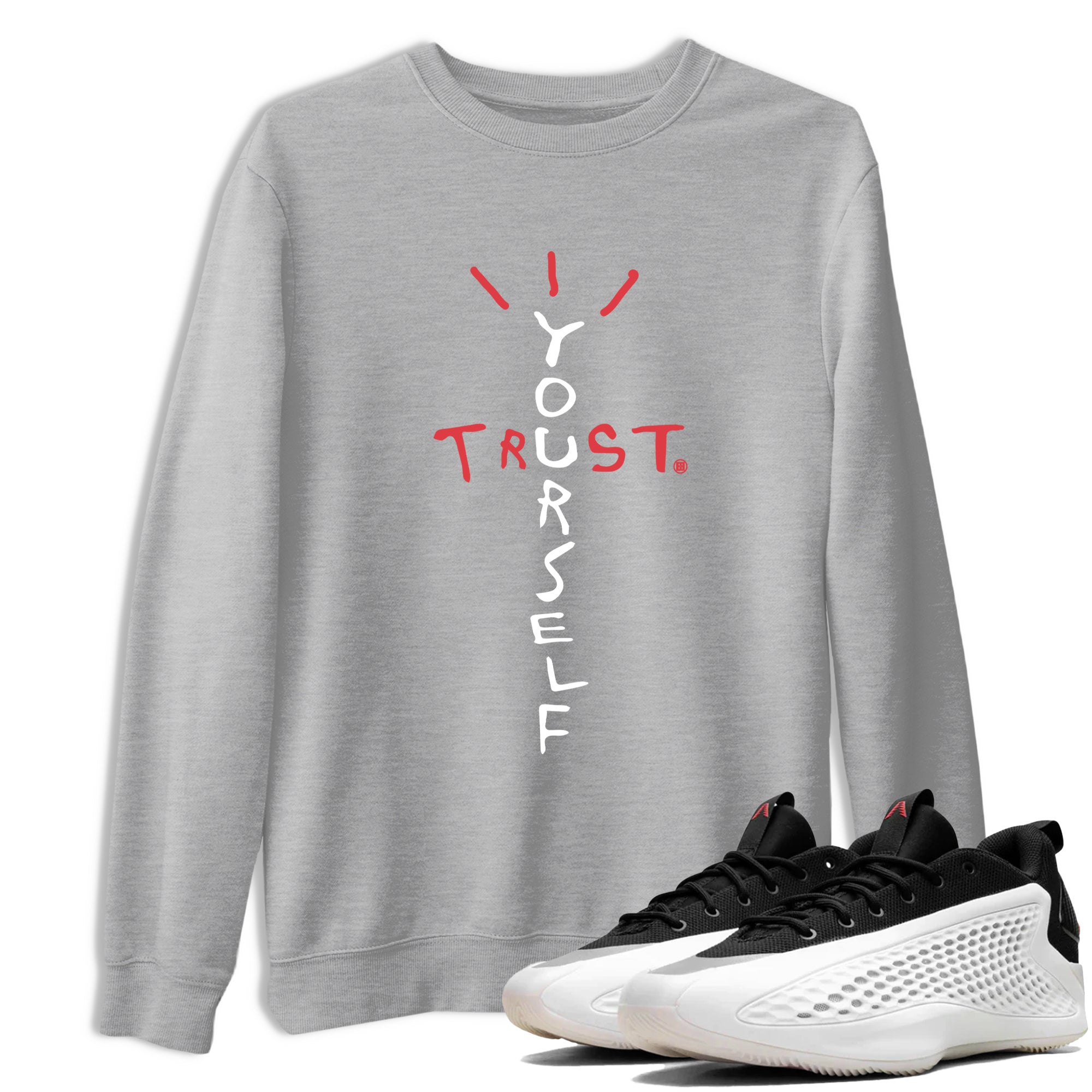 Sneaker Threads – Sneaker Tees To Match Adidas AE 1 Best Of Adi – Trust Yourself Graphic Tee Heather Grey 1. Perfect for Jordan releases 2025 colorways. Perfect for Anthony Edwards basketball sneaker drops and bold black, white, and red colorways from 2025.