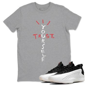 Sneaker Threads – Sneaker Tees To Match Adidas AE 1 Best Of Adi – Trust Yourself Graphic Tee Heather Grey 1. Perfect for Jordan releases 2025 colorways. Perfect for Anthony Edwards basketball sneaker drops and bold black, white, and red colorways from 2025.