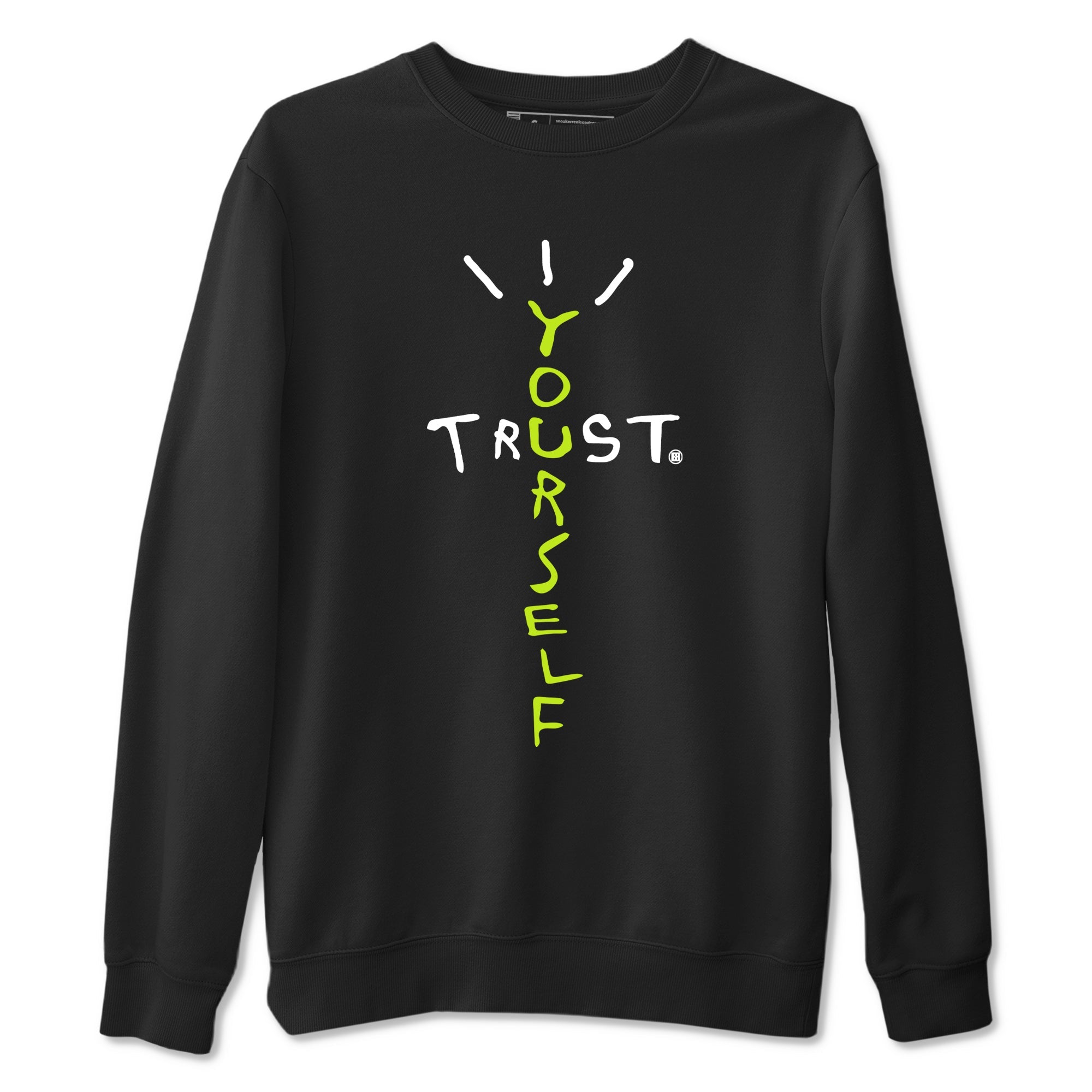 Foams One Black Volt best t shirts to wear with jordans Trust Yourself sneaker match tees Air Foamposite One Black Volt match shoes to clothes SNRT Sneaker Tees unisex cotton Black 2 shirts