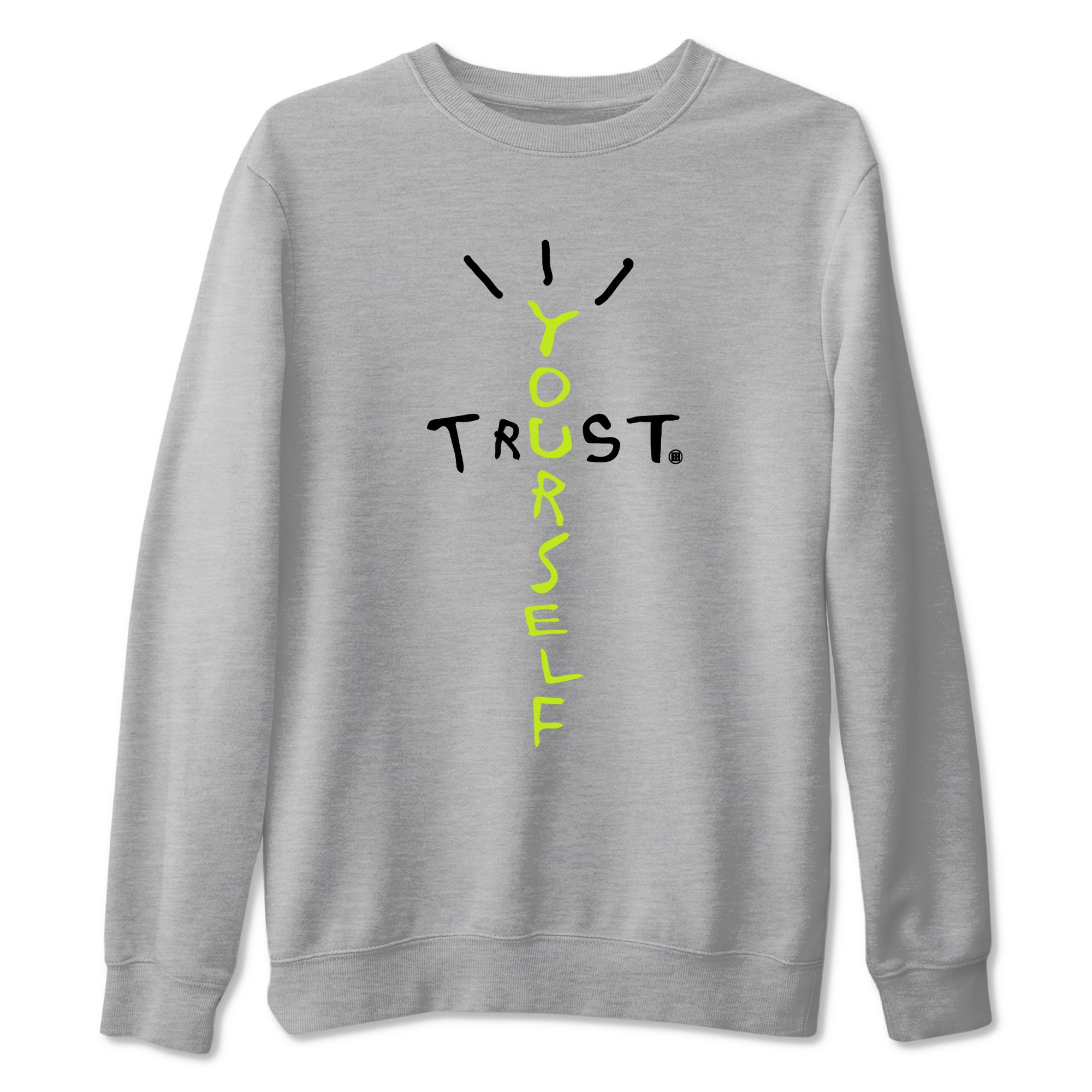 Foams One Black Volt best t shirts to wear with jordans Trust Yourself sneaker match tees Air Foamposite One Black Volt match shoes to clothes SNRT Sneaker Tees unisex cotton Heather Grey 2 shirts