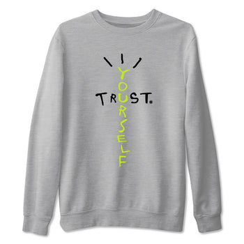 Foams One Black Volt best t shirts to wear with jordans Trust Yourself sneaker match tees Air Foamposite One Black Volt match shoes to clothes SNRT Sneaker Tees unisex cotton Heather Grey 2 shirts