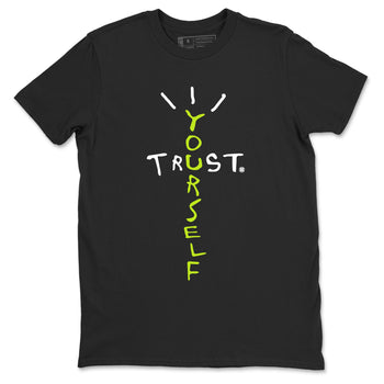 Foams One Black Volt best t shirts to wear with jordans Trust Yourself sneaker match tees Air Foamposite One Black Volt match shoes to clothes SNRT Sneaker Tees unisex cotton Black 2 shirts
