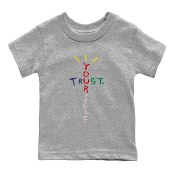 AF 3 Nigo shirtsto match jordans Trust Yourself sneaker match tees Air Force 3 Low x Nigo Blue Void and Tour Yellow match shoes to clothes SNRT Sneaker Tees Youth Baby Heather Grey 2 tee