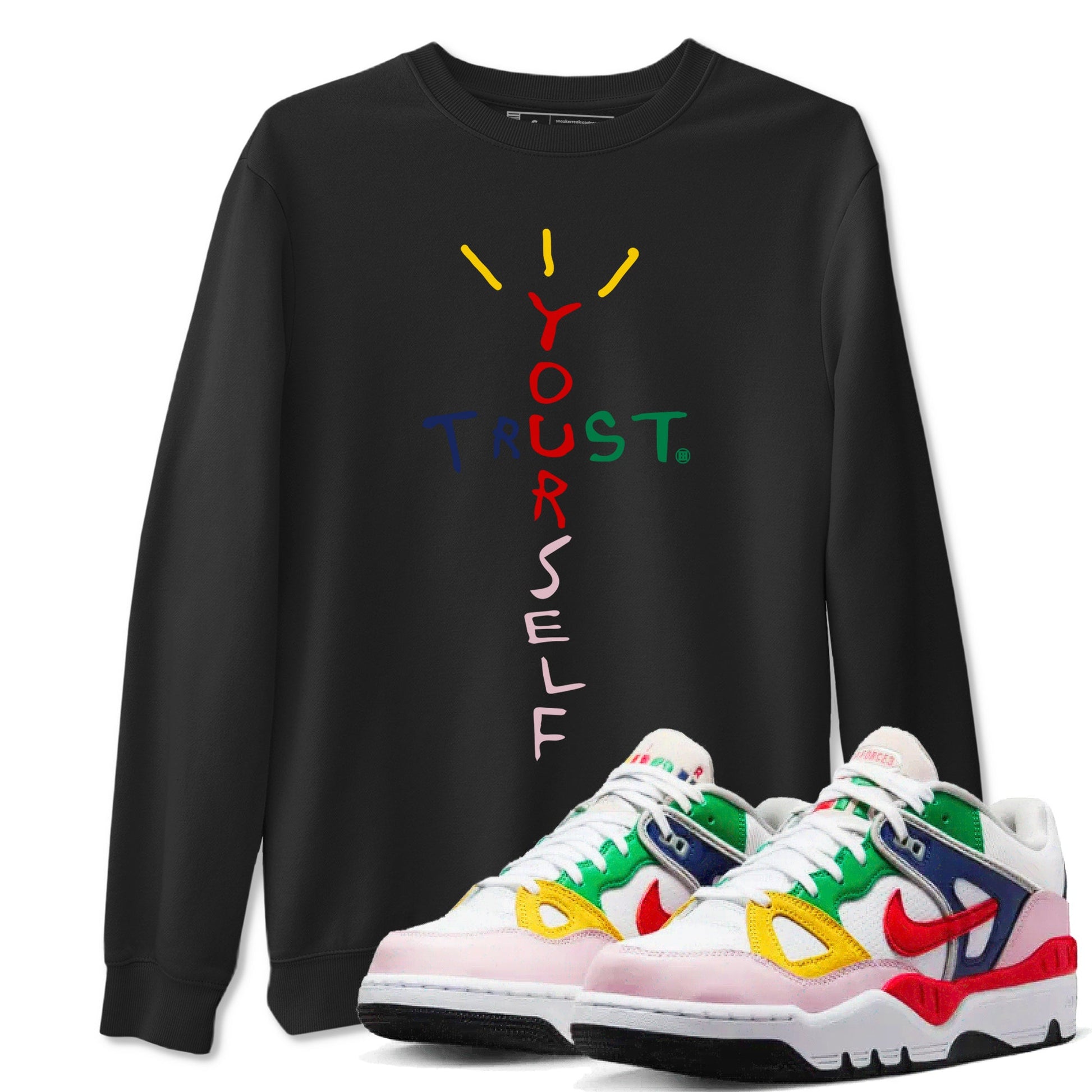 AF 3 Nigo shirtsto match jordans Trust Yourself sneaker match tees Air Force 3 Low x Nigo Blue Void and Tour Yellow match shoes to clothes SNRT Sneaker Tees unisex cotton Black 1 shirts