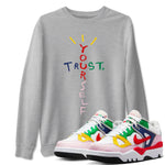 AF 3 Nigo shirtsto match jordans Trust Yourself sneaker match tees Air Force 3 Low x Nigo Blue Void and Tour Yellow match shoes to clothes SNRT Sneaker Tees unisex cotton Heather Grey 1 shirts