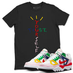 AF 3 Nigo shirtsto match jordans Trust Yourself sneaker match tees Air Force 3 Low x Nigo Blue Void and Tour Yellow match shoes to clothes SNRT Sneaker Tees unisex cotton Black 1 shirts