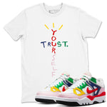 AF 3 Nigo shirtsto match jordans Trust Yourself sneaker match tees Air Force 3 Low x Nigo Blue Void and Tour Yellow match shoes to clothes SNRT Sneaker Tees unisex cotton White 1 shirts