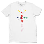 AF 3 Nigo shirtsto match jordans Trust Yourself sneaker match tees Air Force 3 Low x Nigo Blue Void and Tour Yellow match shoes to clothes SNRT Sneaker Tees unisex cotton White 2 shirts