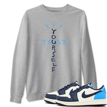 1s Obsidian shirts to match jordans Trust Yourself shirts to match Jordans AJ1 Retro Low OG Obsidian match shoes to clothes SNRT Sneaker Tees unisex cotton Heather Grey 1 shirts