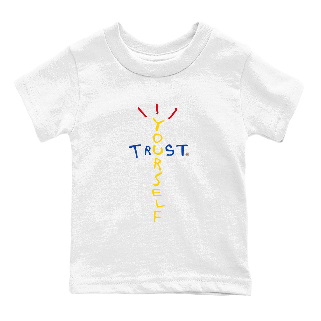 1s Travis Scott Canary shirt to match jordans Trust Yourself sneaker tees Air Jordan 1 Travis Scott Canary SNRT sneaker release tees baby toddler White 2 cotton Shirt