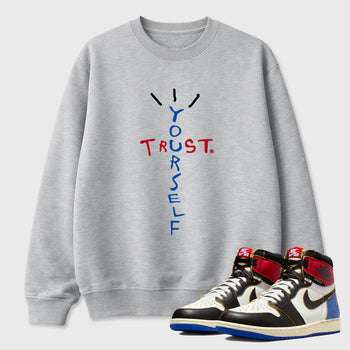 Sneaker match tees – Sneaker Tees To Match Air Jordan 1 Union x Fragment Shoes – Trust Yourself Tee Heather Grey 1