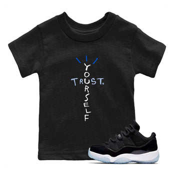 11s Black and Varsity Royal shirt to match jordans Trust Yourself sneaker tees AJ11 Black and Varsity Royal SNRT sneaker release tees baby toddler Black 1 cotton Shirt