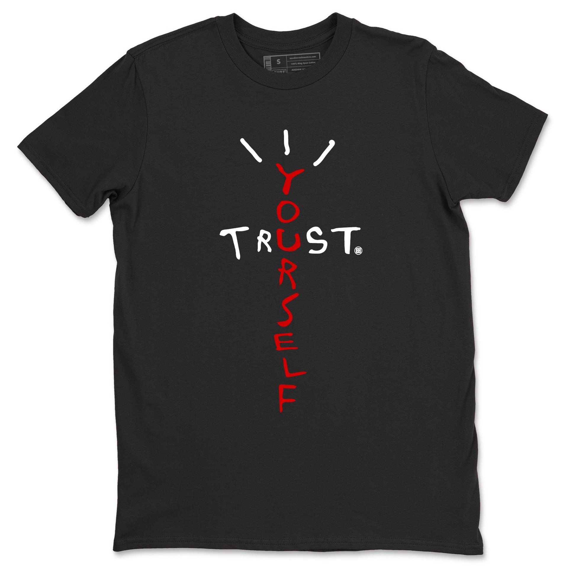 11s Bred Velvet shirts to match jordans Trust Yourself sneaker match tees Air Jordan 11 Bred Velvet match shoes to clothes SNRT Sneaker Tees unisex cotton Black 2 shirts