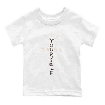 AJ12 Baroque Brown shirts to match jordans Trust Yourself best t shirts to wear with jordans SoleFly x Jordan 12 Baroque Brown match shoes to clothes SNRT Sneaker Tees Youth Baby White 2 tee