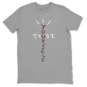 AJ12 Baroque Brown shirts to match jordans Trust Yourself best t shirts to wear with jordans SoleFly x Jordan 12 Baroque Brown match shoes to clothes SNRT Sneaker Tees unisex cotton Heather Grey 2 shirts