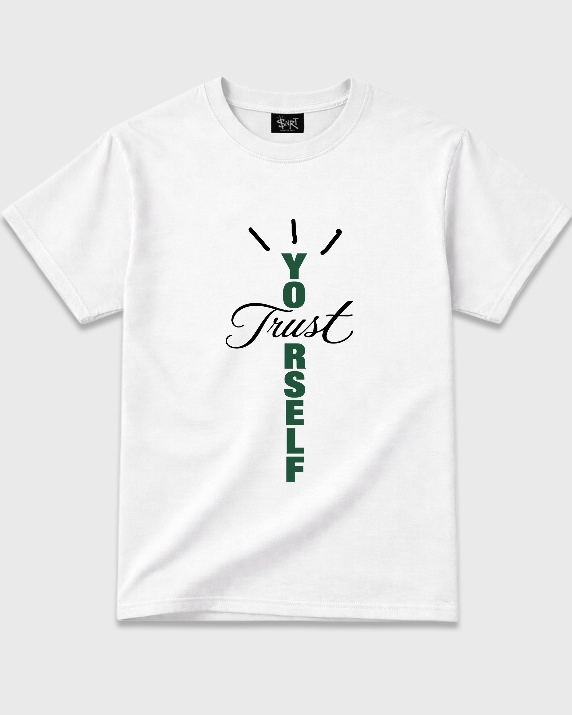 Trust Yourself Graphic T-Shirt featuring original streetwear artwork designed to match the Air Jordan 12 Retro Bucks. White 2 Graphic T-Shirt.