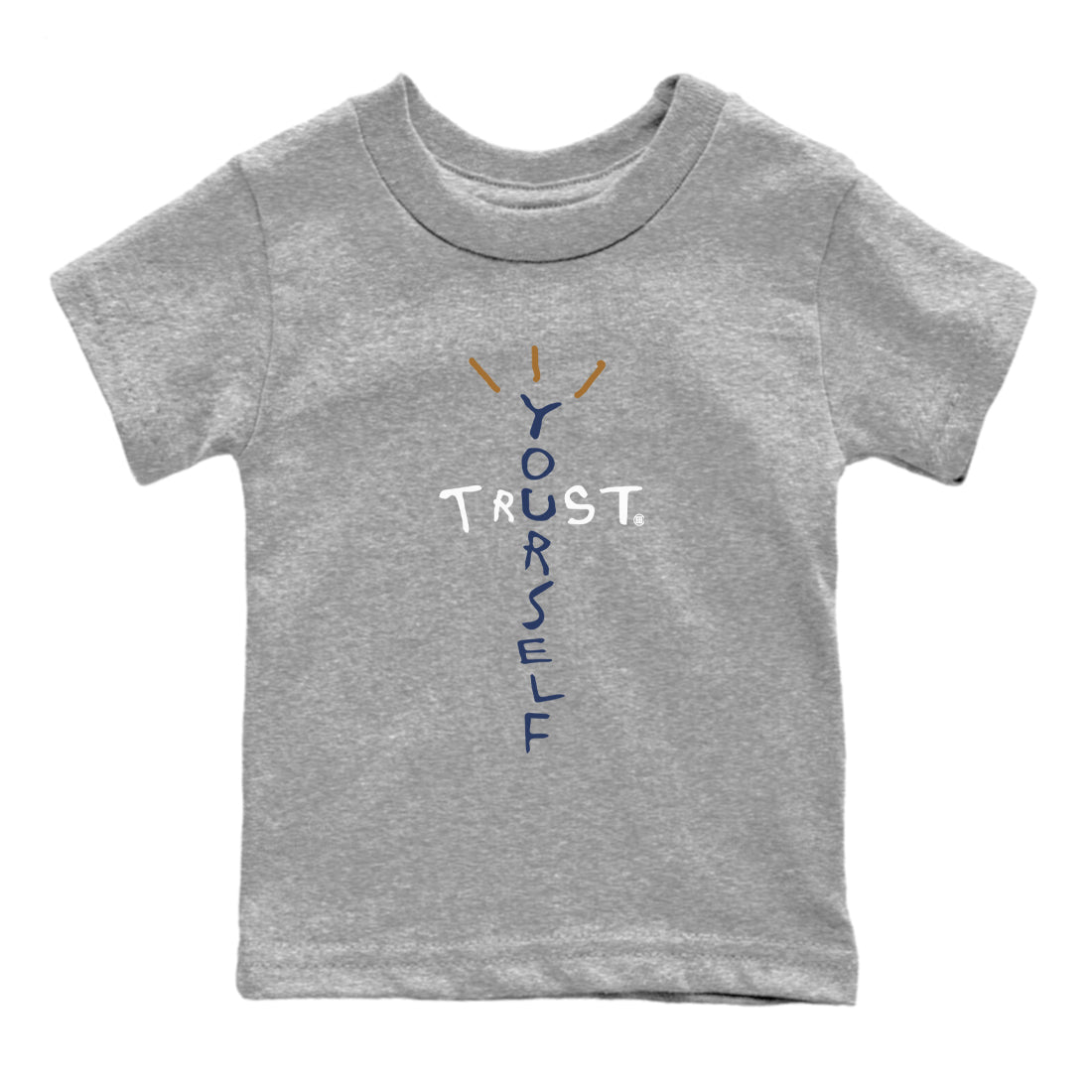 Air Jordan 13 Midnight Navy shirts to match jordans Trust Yourself sneaker match tees 13 Midnight Navy SNRT Sneaker Release Tees Youth Baby Heather Grey 2 crew neck shirts