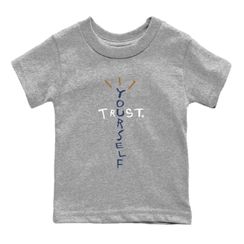 Air Jordan 13 Midnight Navy shirts to match jordans Trust Yourself sneaker match tees 13 Midnight Navy SNRT Sneaker Release Tees Youth Baby Heather Grey 2 crew neck shirts