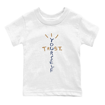 Air Jordan 13 Midnight Navy shirts to match jordans Trust Yourself sneaker match tees 13 Midnight Navy SNRT Sneaker Release Tees Youth Baby White 2 crew neck shirts