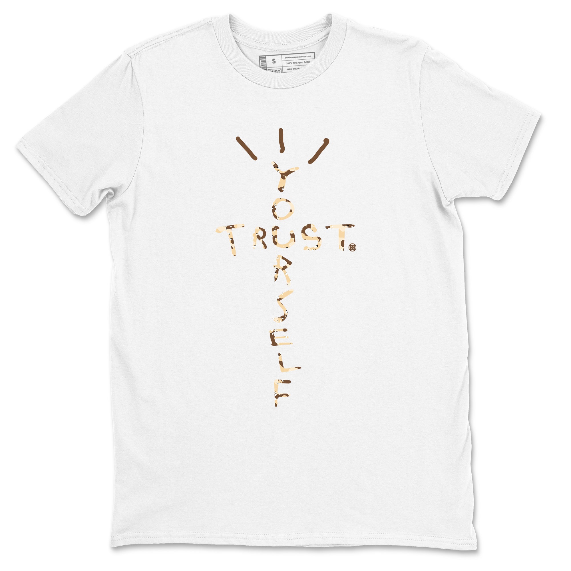 3s Desert Camo shirts to match jordans Trust Yourself sneaker match tees Air Jordan 3 Desert Camo SNRT Sneaker Tees streetwear brand White 2 unisex cotton tee