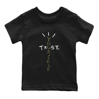 Sneaker Threads – Sneaker Tees To Match Air Jordan 3 Medium Olive – Trust Yourself Youth Graphic Tee Black 2. Perfect for Jordan releases 2025 colorways.