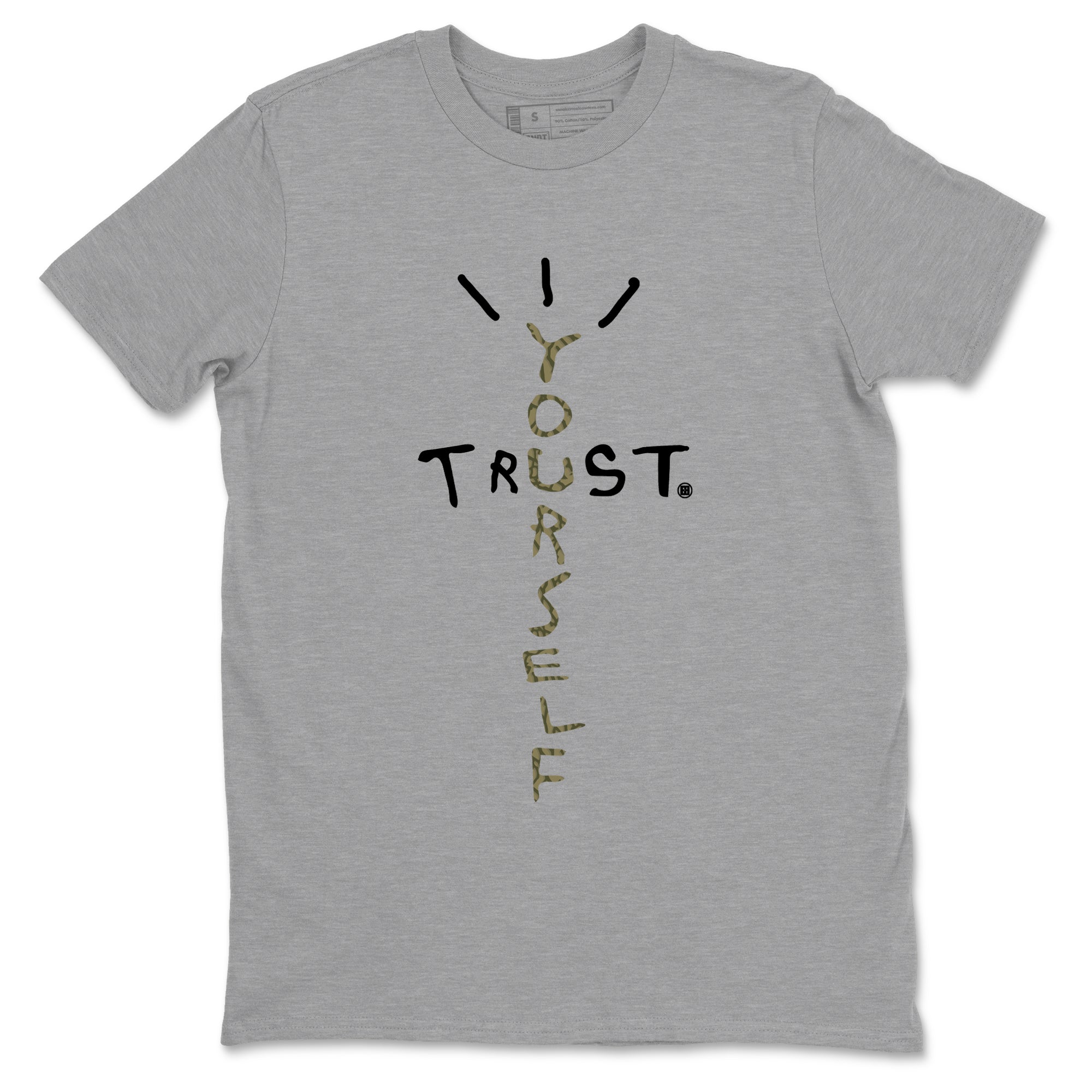 Sneaker Threads – Sneaker Tees To Match Air Jordan 3 Medium Olive – Trust Yourself Graphic Tee Heather Grey 2. Perfect for Jordan releases 2025 colorways.
