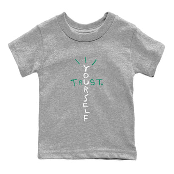4s Oxidized Green shirts to match jordans Trust Yourself sneaker match tees Air Jordan 4 Oxidized Green SNRT Sneaker Tees streetwear brand Baby and Youth Heather Grey 2 cotton tee