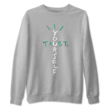 4s Oxidized Green shirts to match jordans Trust Yourself sneaker match tees Air Jordan 4 Oxidized Green SNRT Sneaker Tees streetwear brand Heather Grey 2 unisex cotton tee
