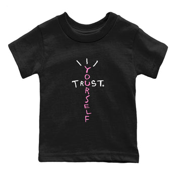 Perfect Valentine's Day Gifts graphic tee  – Sneaker Tees To Match Air Jordan 4 Pink Thunder – Trust Yourself Kids Graphic T-Shirt Black 2