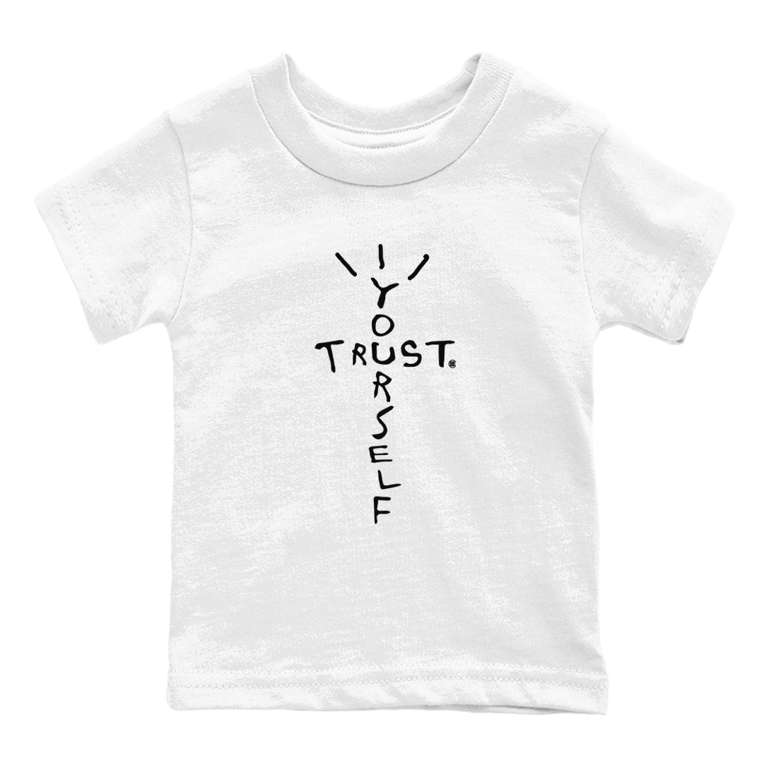 4s White Thunder shirts to match jordans Trust Yourself sneaker match tees Air Jordan 4 Retro White Thunder SNRT Sneaker Release Tees Youth Baby White 2 crew neck shirts