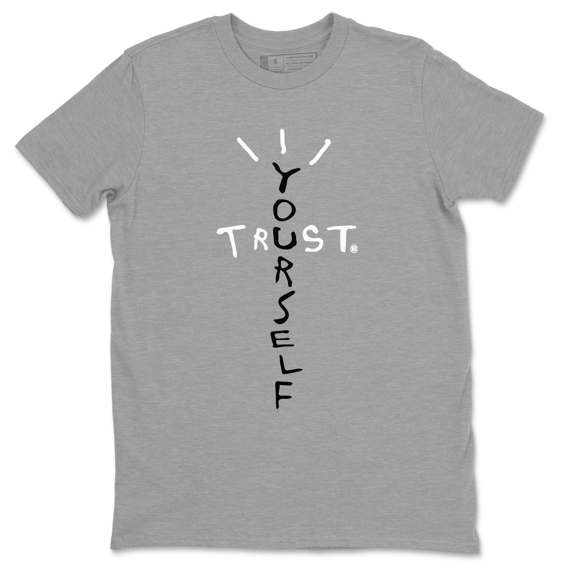 4s White Thunder shirts to match jordans Trust Yourself sneaker match tees Air Jordan 4 Retro White Thunder SNRT Sneaker Release Tees unisex cotton Heather Grey 2 crew neck shirts
