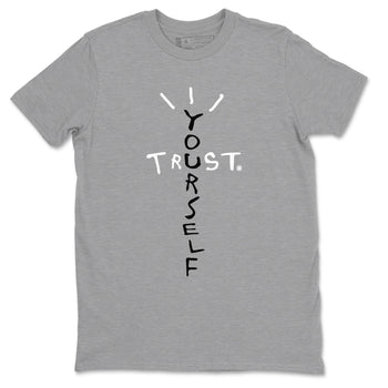 4s White Thunder shirts to match jordans Trust Yourself sneaker match tees Air Jordan 4 Retro White Thunder SNRT Sneaker Release Tees unisex cotton Heather Grey 2 crew neck shirts